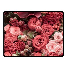 Pink Roses Flowers Love Nature Fleece Blanket (small) by Grandong