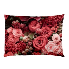 Pink Roses Flowers Love Nature Pillow Case (two Sides) by Grandong