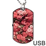 Pink Roses Flowers Love Nature Dog Tag USB Flash (Two Sides) Front