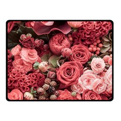 Pink Roses Flowers Love Nature Two Sides Fleece Blanket (small) by Grandong