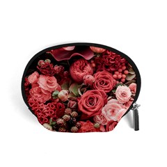 Pink Roses Flowers Love Nature Accessory Pouch (small) by Grandong