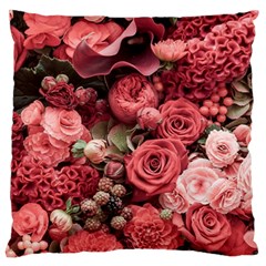 Pink Roses Flowers Love Nature Standard Premium Plush Fleece Cushion Case (two Sides) by Grandong