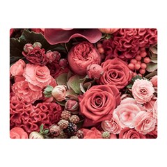 Pink Roses Flowers Love Nature Two Sides Premium Plush Fleece Blanket (mini) by Grandong