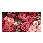 Pink Roses Flowers Love Nature Satin Shawl 45  x 80  Front