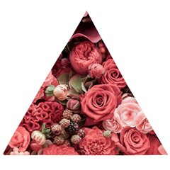 Pink Roses Flowers Love Nature Wooden Puzzle Triangle by Grandong