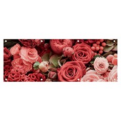 Pink Roses Flowers Love Nature Banner And Sign 8  X 3  by Grandong