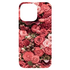 Pink Roses Flowers Love Nature Iphone 14 Pro Max Black Uv Print Case by Grandong