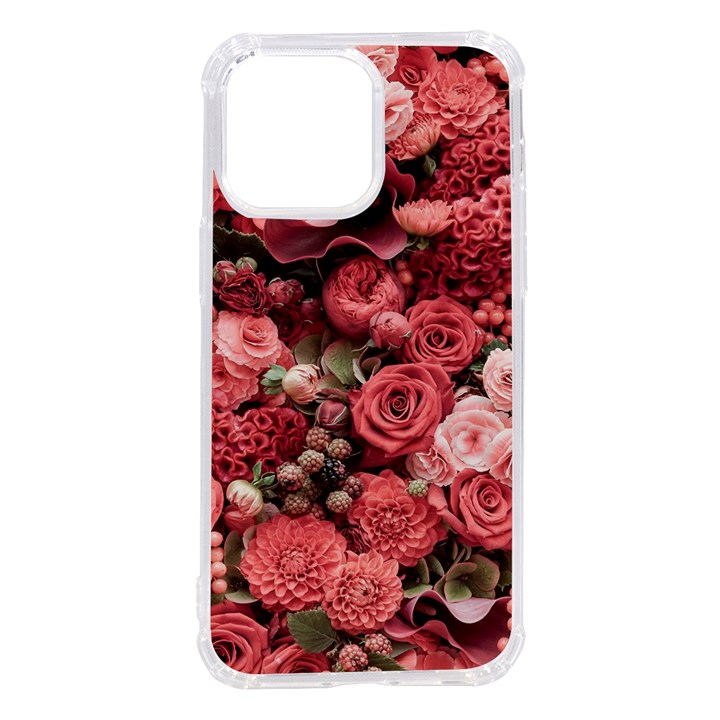 Pink Roses Flowers Love Nature iPhone 14 Pro Max TPU UV Print Case