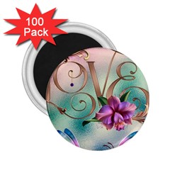 Love Amour Butterfly Colors Flowers Text 2 25  Magnets (100 Pack)  by Grandong