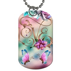 Love Amour Butterfly Colors Flowers Text Dog Tag (one Side) by Grandong