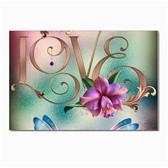 Love Amour Butterfly Colors Flowers Text Postcard 4 x 6  (pkg Of 10) by Grandong