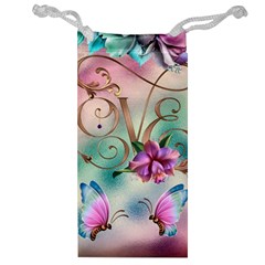 Love Amour Butterfly Colors Flowers Text Jewelry Bag by Grandong