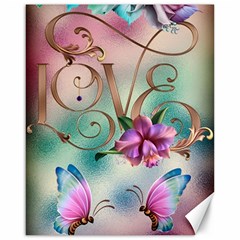 Love Amour Butterfly Colors Flowers Text Canvas 16  X 20  by Grandong