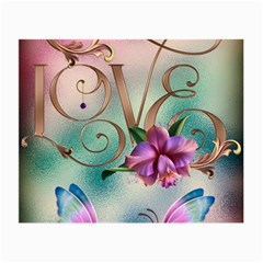 Love Amour Butterfly Colors Flowers Text Small Glasses Cloth (2 Sides) by Grandong