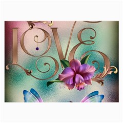 Love Amour Butterfly Colors Flowers Text Large Glasses Cloth by Grandong