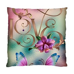 Love Amour Butterfly Colors Flowers Text Standard Cushion Case (two Sides) by Grandong