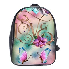 Love Amour Butterfly Colors Flowers Text School Bag (large) by Grandong