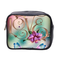 Love Amour Butterfly Colors Flowers Text Mini Toiletries Bag (two Sides) by Grandong