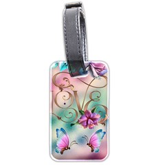 Love Amour Butterfly Colors Flowers Text Luggage Tag (two Sides) by Grandong