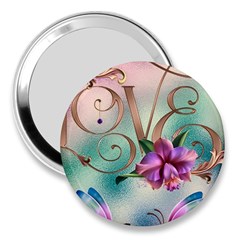 Love Amour Butterfly Colors Flowers Text 3  Handbag Mirrors by Grandong