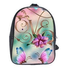 Love Amour Butterfly Colors Flowers Text School Bag (xl) by Grandong