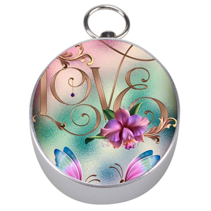 Love Amour Butterfly Colors Flowers Text Silver Compasses