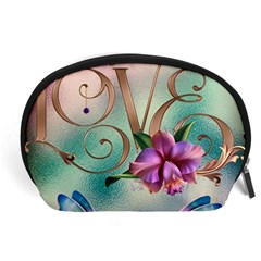 Love Amour Butterfly Colors Flowers Text Accessory Pouch (large) by Grandong