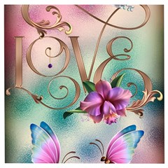 Love Amour Butterfly Colors Flowers Text Wooden Puzzle Square by Grandong