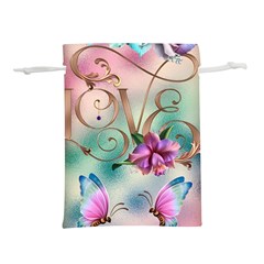 Love Amour Butterfly Colors Flowers Text Lightweight Drawstring Pouch (m) by Grandong