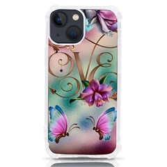 Love Amour Butterfly Colors Flowers Text Iphone 13 Mini Tpu Uv Print Case by Grandong