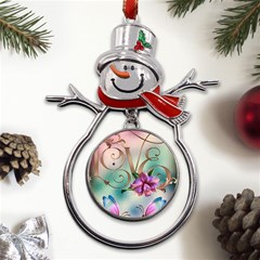 Love Amour Butterfly Colors Flowers Text Metal Snowman Ornament by Grandong