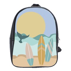 Beach Sea Surfboards Water Sand Drawing  Boho Bohemian Nature School Bag (large) by Grandong