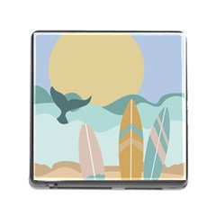 Beach Sea Surfboards Water Sand Drawing  Boho Bohemian Nature Memory Card Reader (square 5 Slot) by Grandong