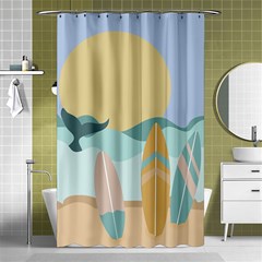 Beach Sea Surfboards Water Sand Drawing  Boho Bohemian Nature Shower Curtain 48  X 72  (small)  by Grandong