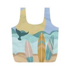 Beach Sea Surfboards Water Sand Drawing  Boho Bohemian Nature Full Print Recycle Bag (m) by Grandong