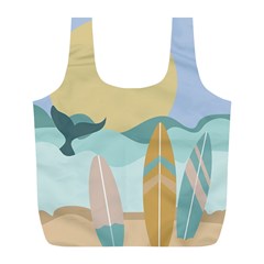 Beach Sea Surfboards Water Sand Drawing  Boho Bohemian Nature Full Print Recycle Bag (l) by Grandong