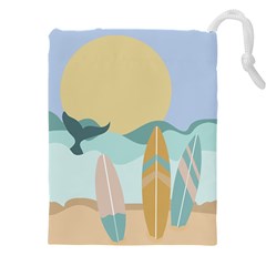 Beach Sea Surfboards Water Sand Drawing  Boho Bohemian Nature Drawstring Pouch (4xl) by Grandong