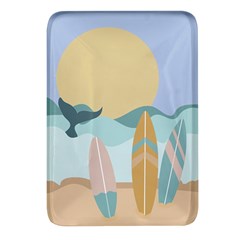 Beach Sea Surfboards Water Sand Drawing  Boho Bohemian Nature Rectangular Glass Fridge Magnet (4 Pack) by Grandong