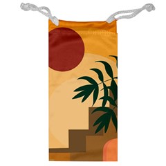 Arch Stairs Sun Branches Leaves Boho Bohemian Botanical Minimalist Nature Jewelry Bag by Grandong