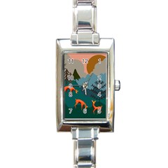 Roe Deer Animal Boho Bohemian Nature Rectangle Italian Charm Watch