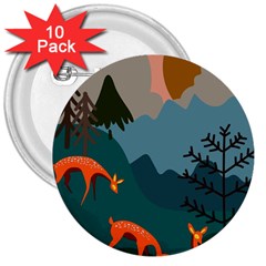 Roe Deer Animal Boho Bohemian Nature 3  Buttons (10 Pack)  by Grandong