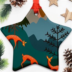 Roe Deer Animal Boho Bohemian Nature Star Ornament (two Sides) by Grandong