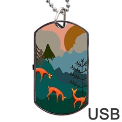 Roe Deer Animal Boho Bohemian Nature Dog Tag Usb Flash (one Side) by Grandong