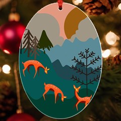 Roe Deer Animal Boho Bohemian Nature Uv Print Acrylic Ornament Oval by Grandong