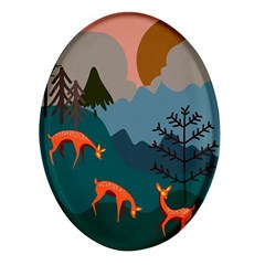 Roe Deer Animal Boho Bohemian Nature Oval Glass Fridge Magnet (4 Pack) by Grandong