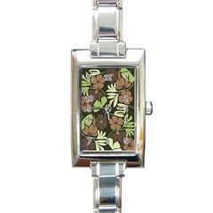 Flowers Leaves Plant Botanical Boho Bohemian Minimalist Nature Rectangle Italian Charm Watch