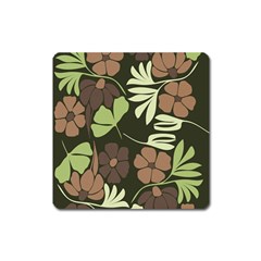 Flowers Leaves Plant Botanical Boho Bohemian Minimalist Nature Square Magnet