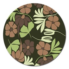 Flowers Leaves Plant Botanical Boho Bohemian Minimalist Nature Magnet 5  (Round)