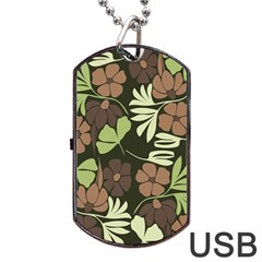 Flowers Leaves Plant Botanical Boho Bohemian Minimalist Nature Dog Tag USB Flash (Two Sides)