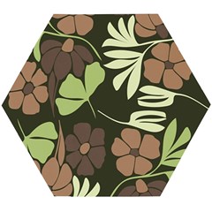 Flowers Leaves Plant Botanical Boho Bohemian Minimalist Nature Wooden Puzzle Hexagon